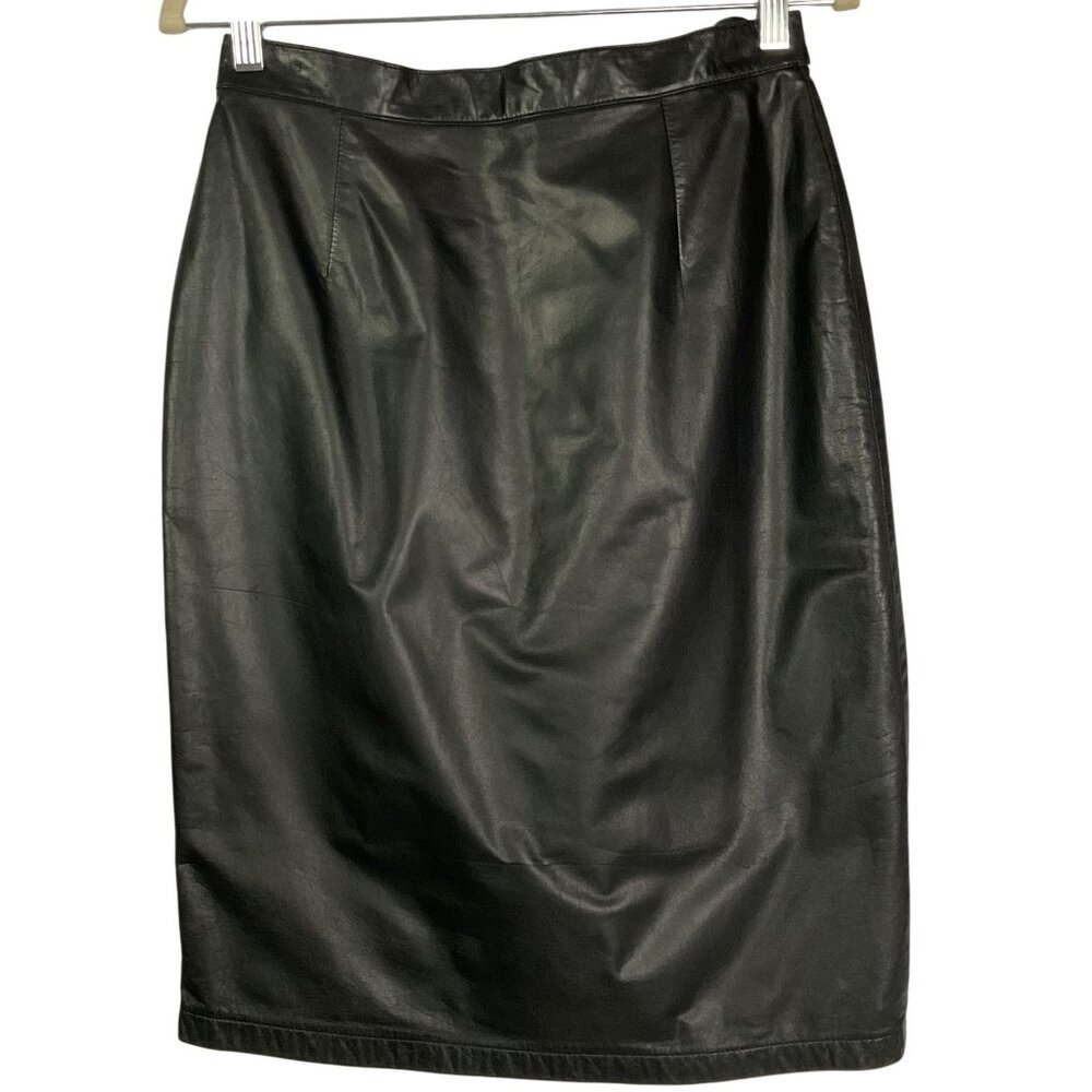 Georgetown Leather Design Black Genuine Leather Skirt, size 11/12 (see msrmnts)